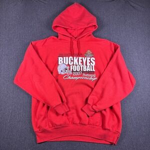 Hanes‎ Mens Red Ohio State Buckeyes Football 2007 NC Comfort Hoodie Size XL